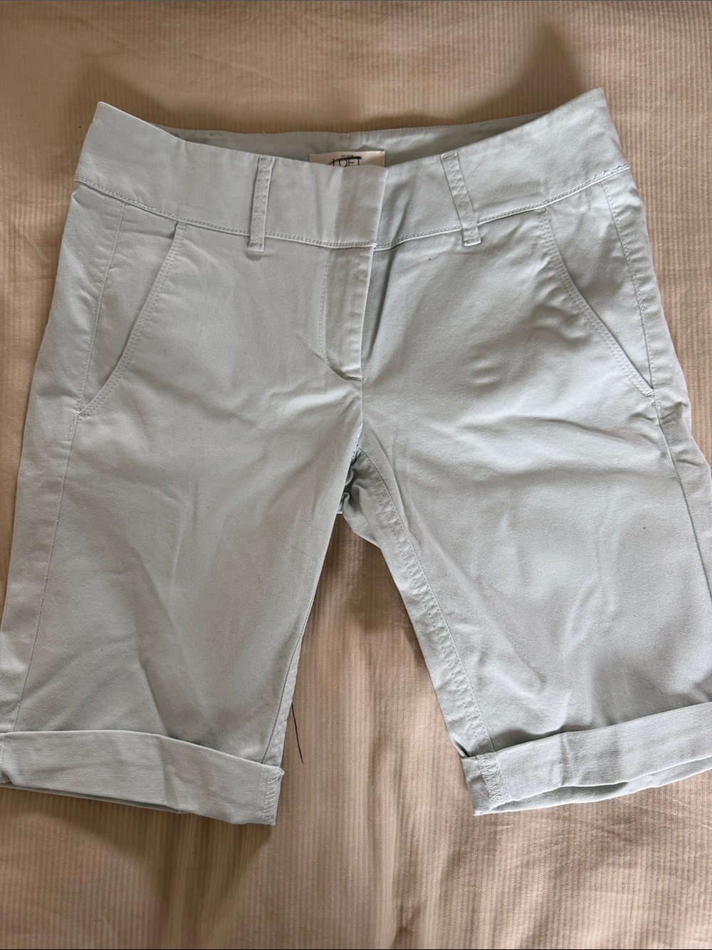 LOFT Light Mint Cuffed Bermuda Shorts